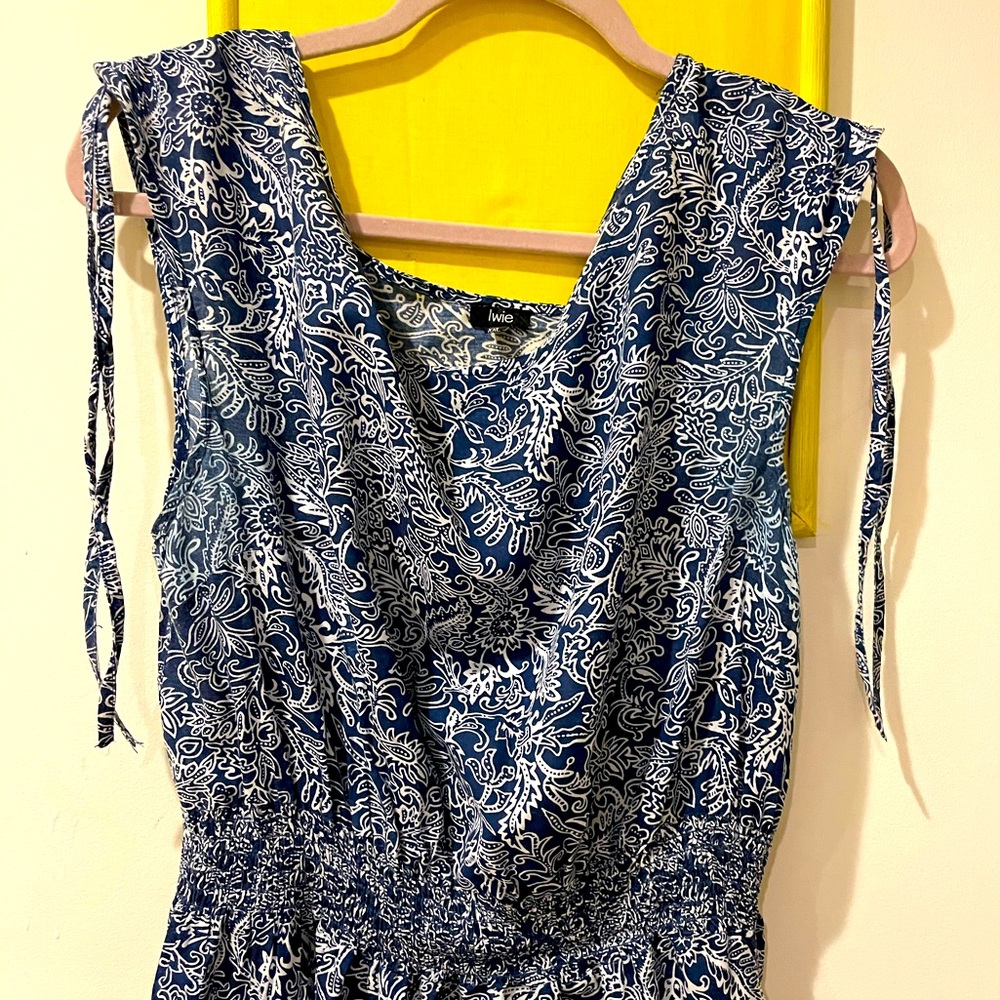 Paisley (blue&white)short summer dress